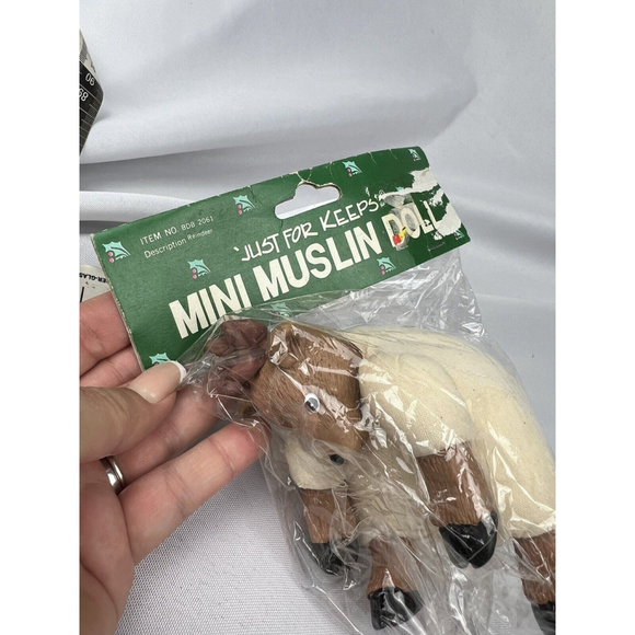 Just for Keeps Other - New Vintage JUST FOR KEEPS Mini MUSLIN REINDEER DOLL #BDB 2061 Christmas Crafts